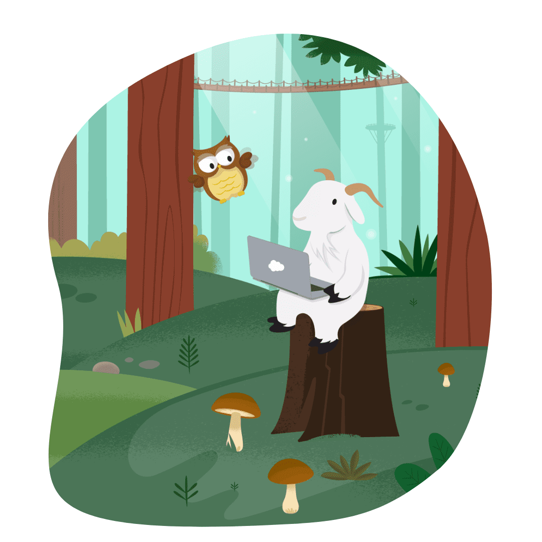 Salesforce forest characters graphic