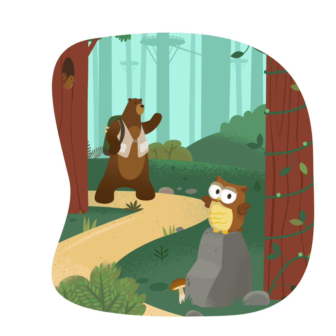 Salesforce forest characters graphic
