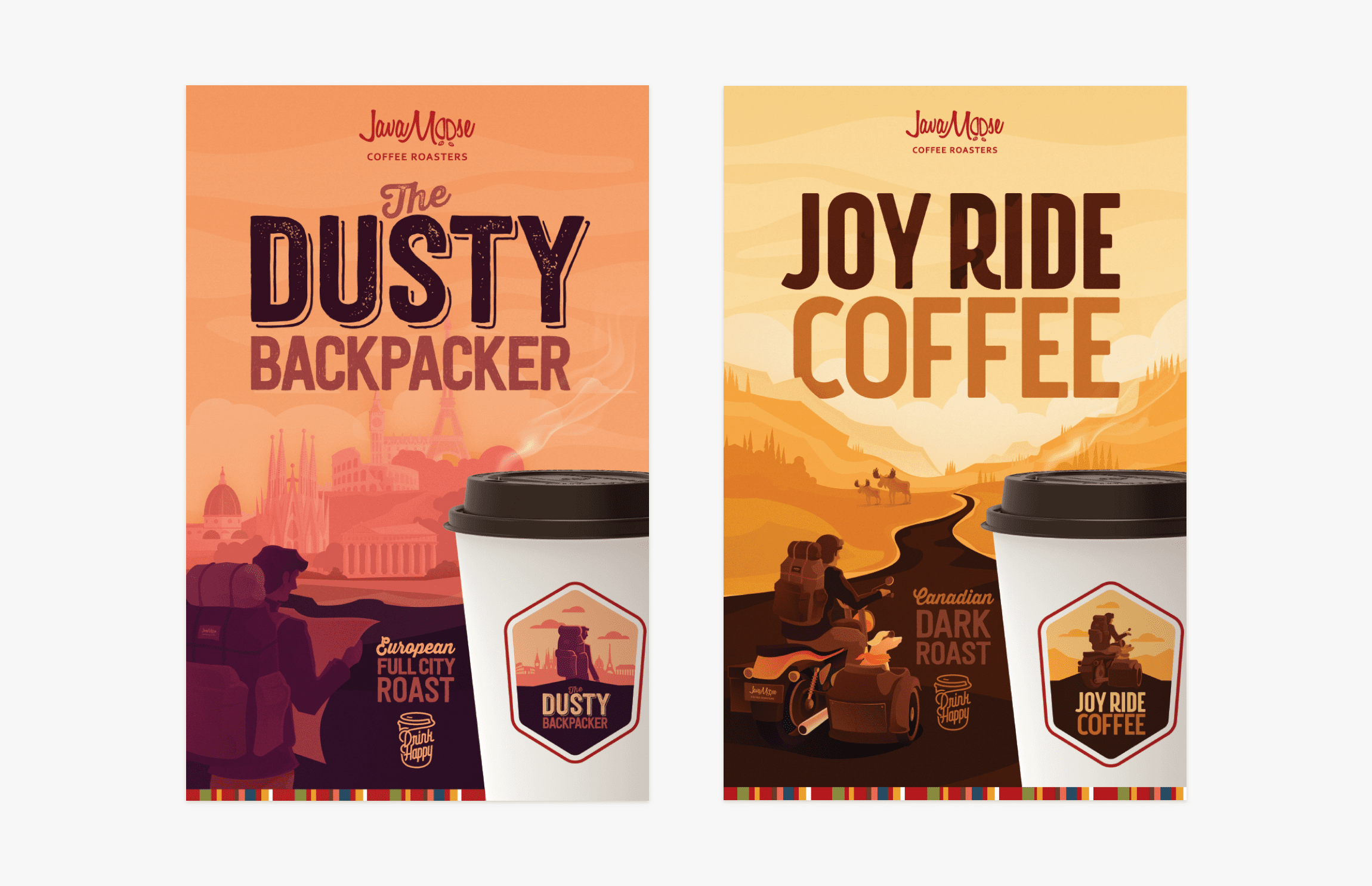 JavaMoose Coffee Roasters Dusty Backpacker & Joy Ride Coffee