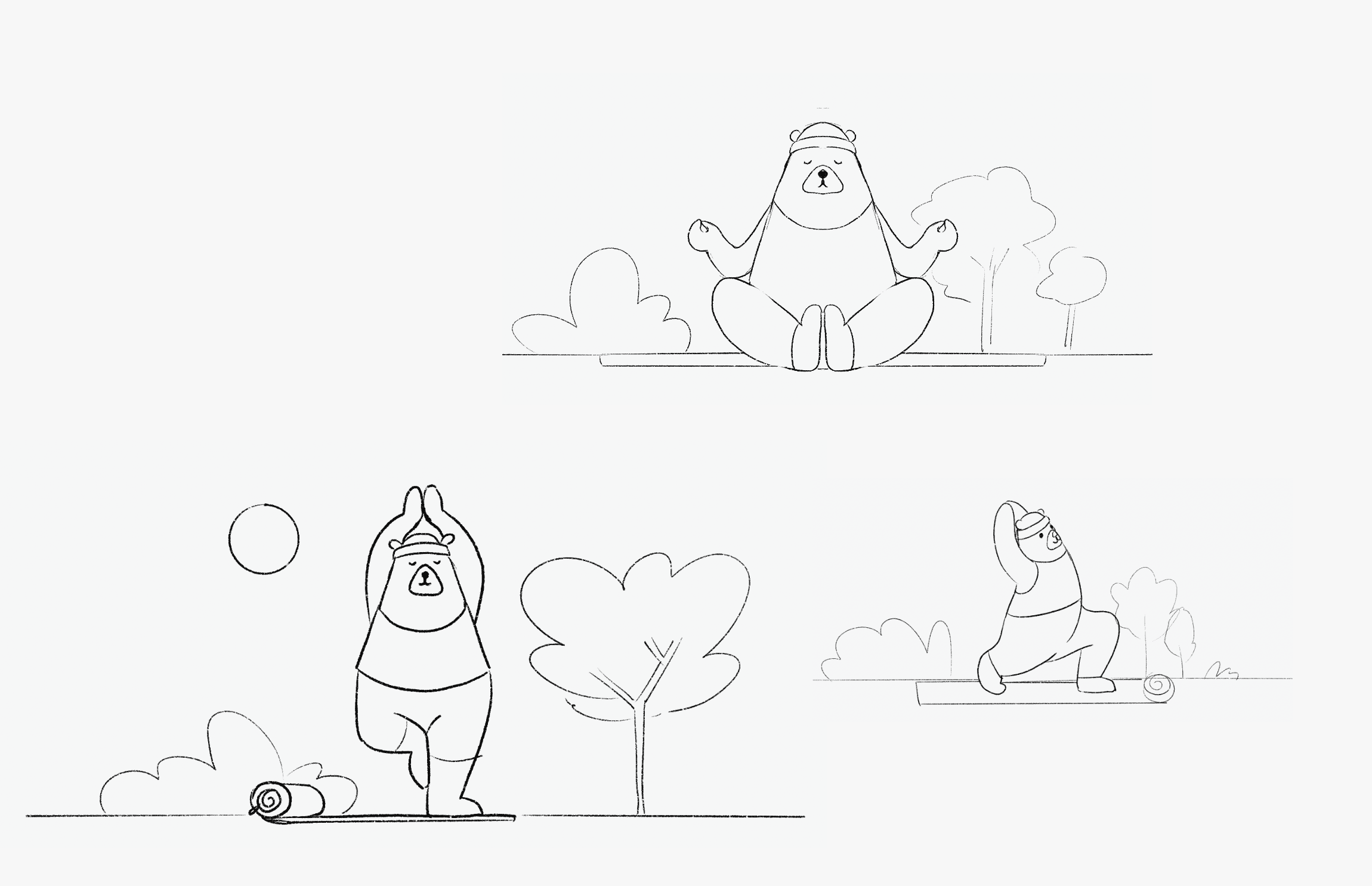 Assumption Life bear character sketches